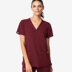 Figs Casma Burgundy Scrub Top